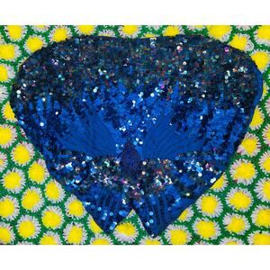 1980’s Shomax Silk Blue Butterfly Sequin Top